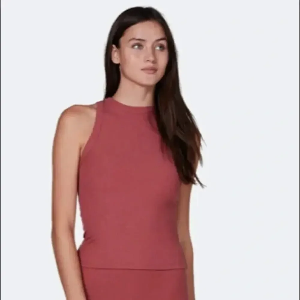 Lett Ventura High Neck Ribbed Tank Top Terracotta Mauve Women's Size Small - Picture 4 of 11